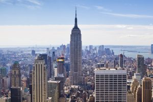 Aerial view of New York City and Empire State Building