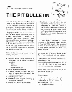 The first TMA newsletter, 1993