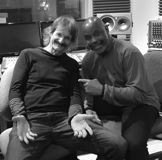 Frank Martin in his studio with singer Tony Lindsay (Santana), 2016 